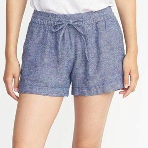 Old Navy Linen Chambray Blue Shorts Size L
